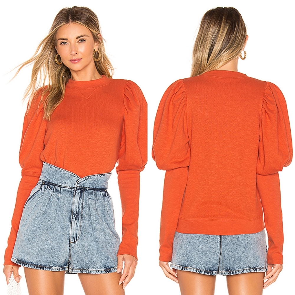 Ulla Johnson Philo Pullover Puff Sleeve Sweatshirt